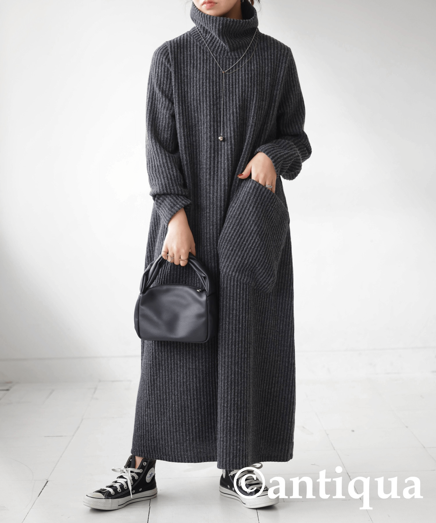 antiqua ハイネックワンピース ワンピース レディース ロング・pa-03558