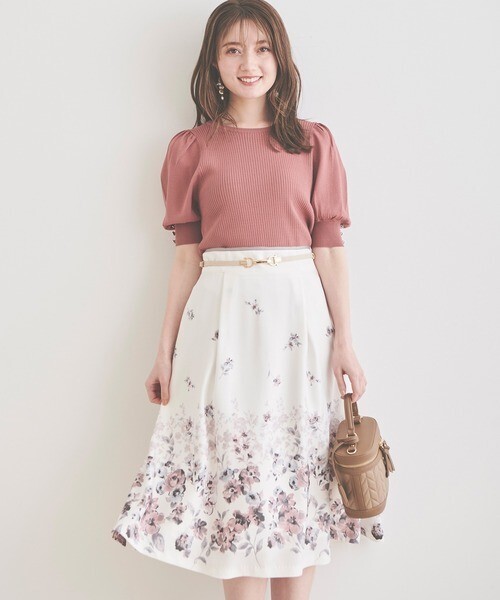 LAISSE PASSE シャドーフラワーパネルスカート