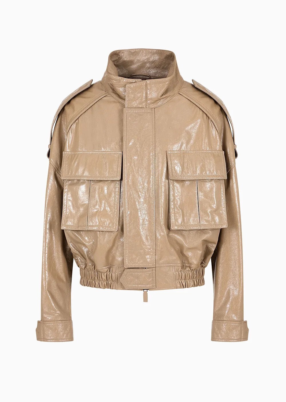 EMPORIO ARMANI オーバーサイズフィットブルゾン ナッパラムスキン ラッカー仕上げ
