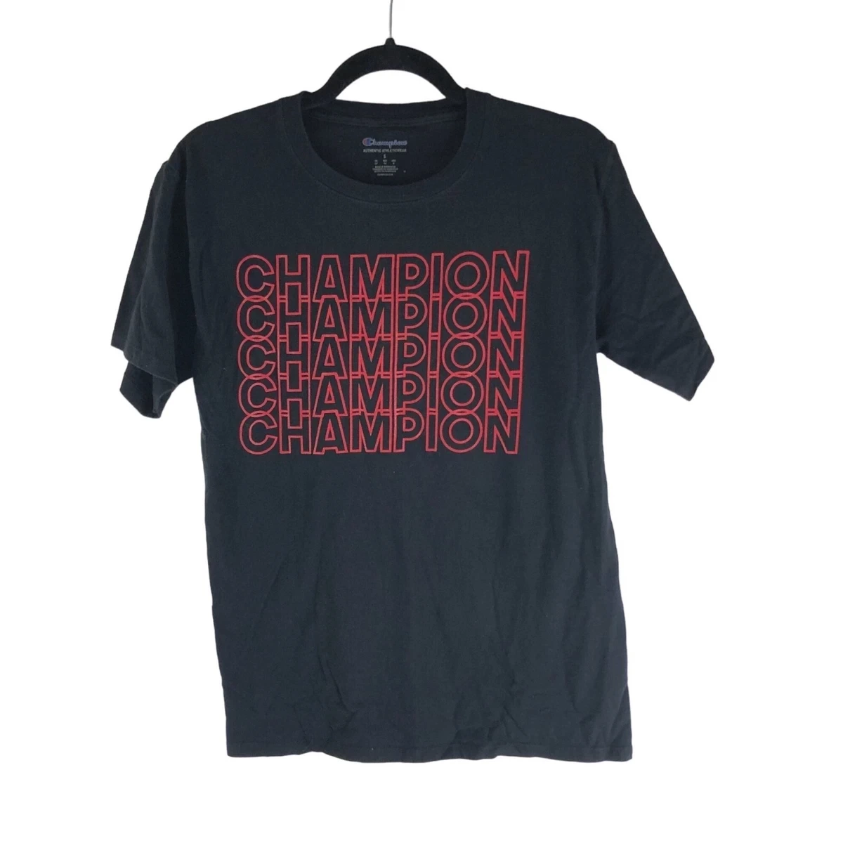 Champion Champion Mens Logo Graphic T-Shirt Black Red