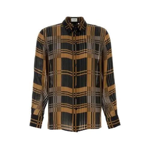 SAINT LAURENT エンブロイダード シルク シャツ