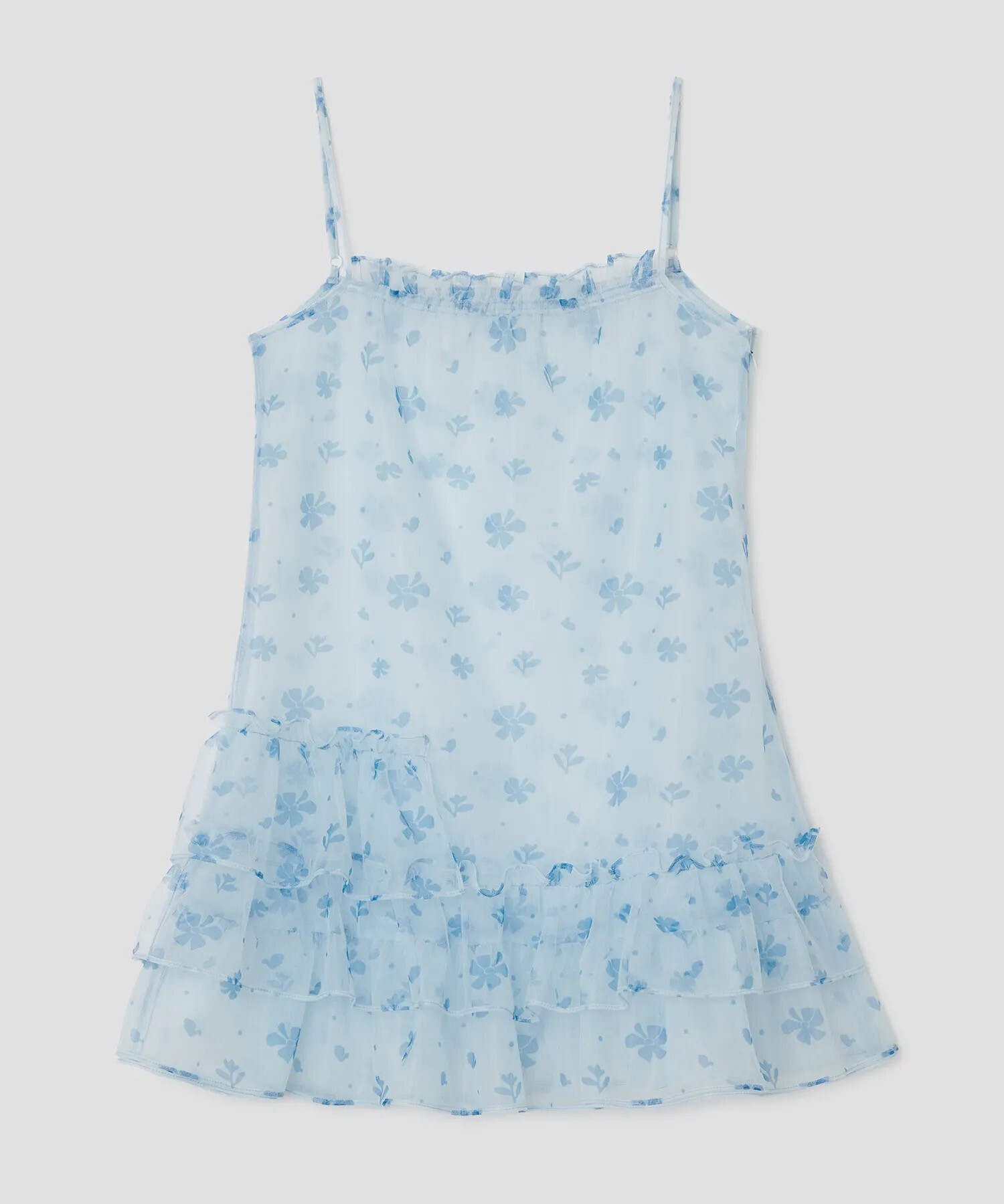 TYPESERVICE Mesh Ruffled Layered Dress [Blue]