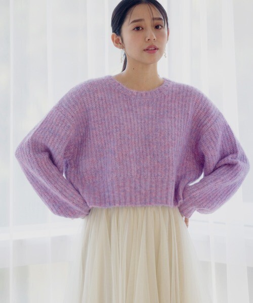 mysty woman ラウンドネックショートプルオーバー