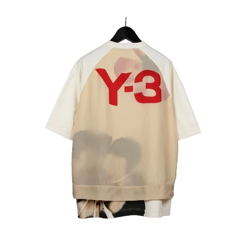 Y-3 Y-3 Yohji Yamamoto LAYERED BACK LOGO TOPS / COTTON JERSEY