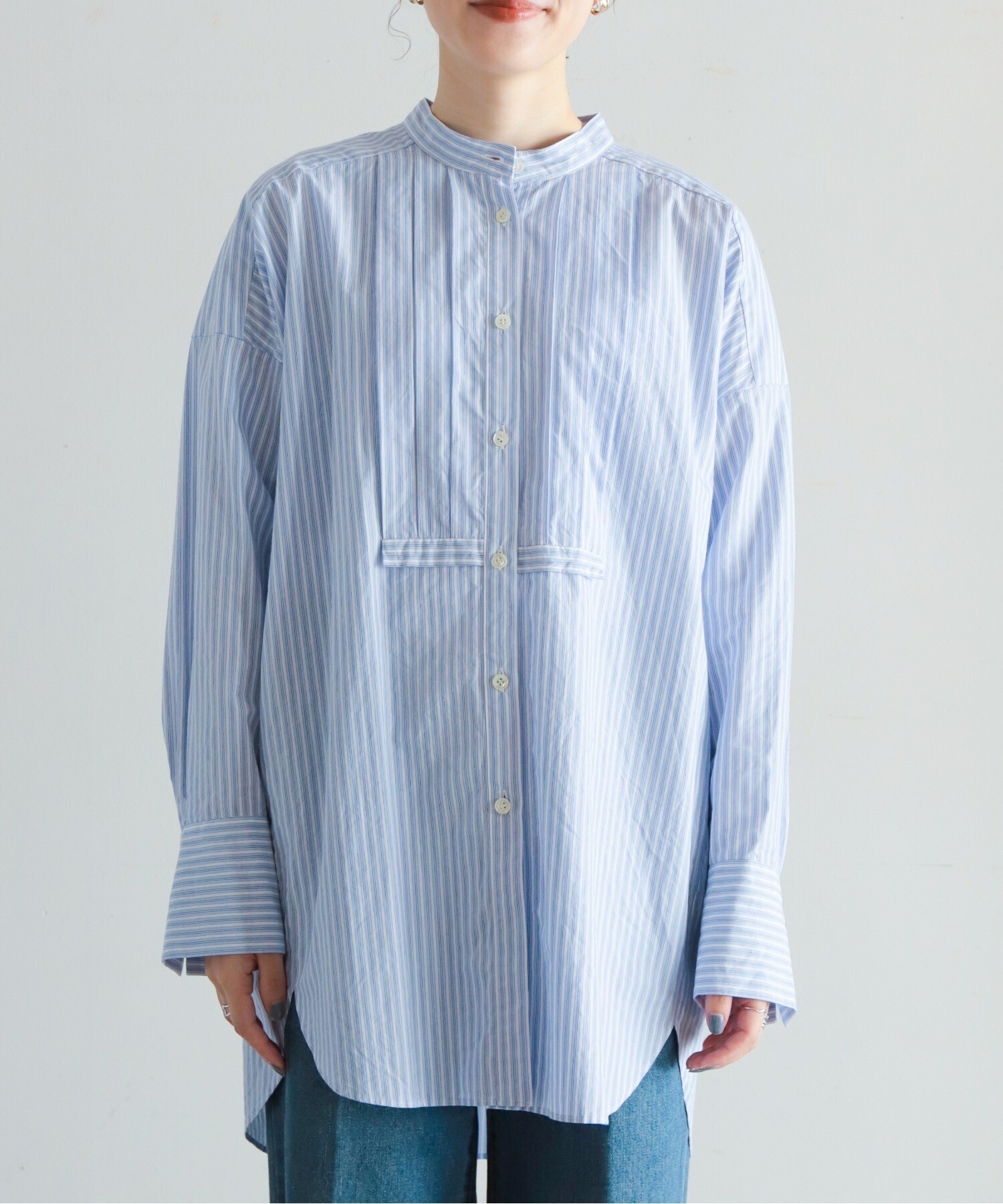 NOMBRE IMPAIR タイプライターストライプ　ロングシャツ