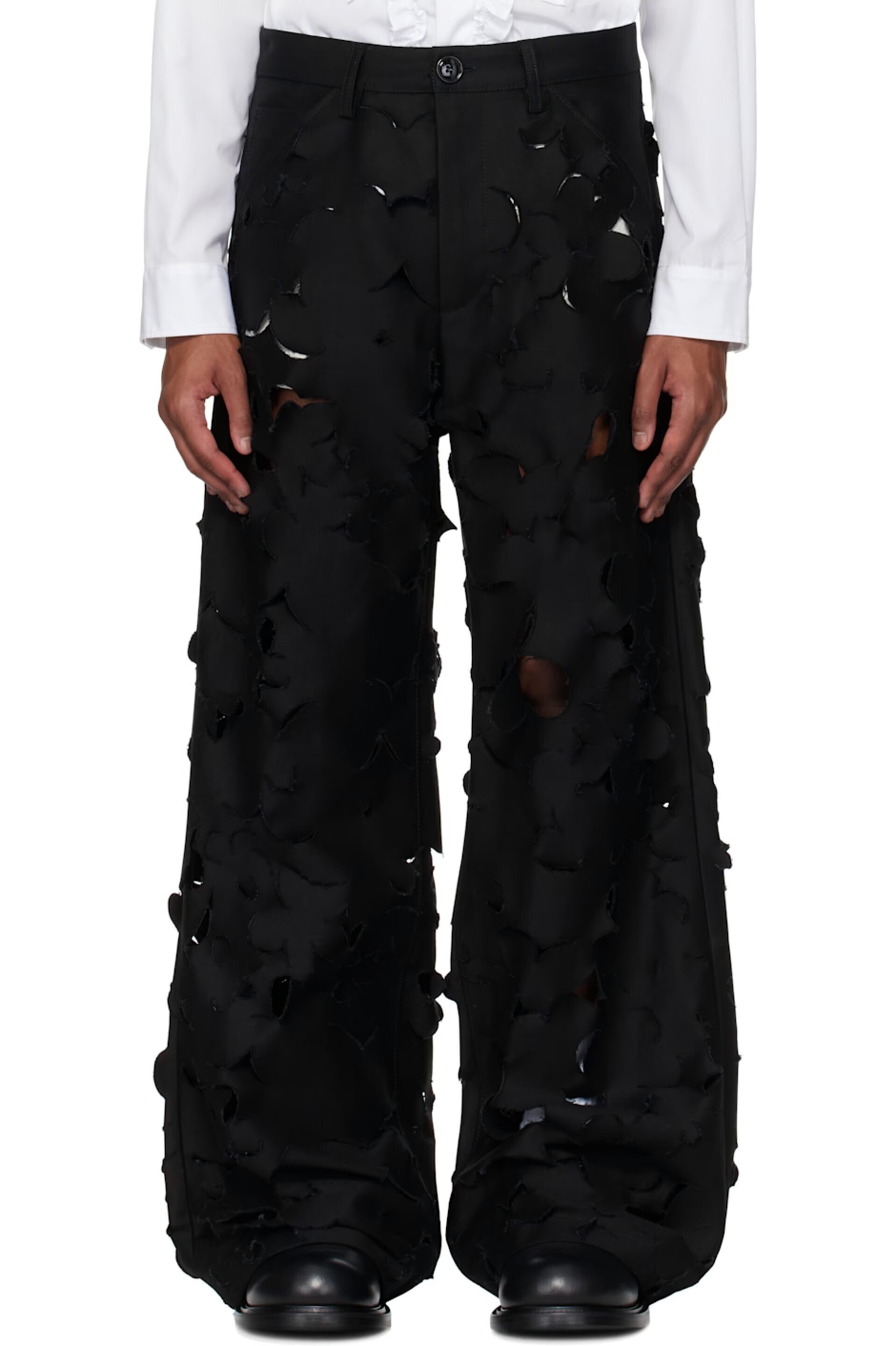 MARNI ブラック カットアウト コットン カーゴパンツ