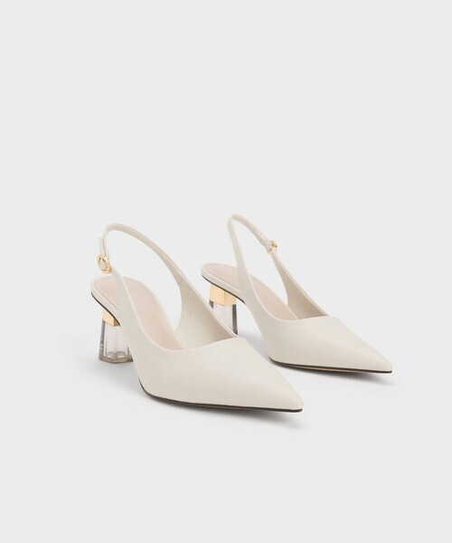 CHARLES & KEITH シースルー トラペーズヒールスリングバックパンプス