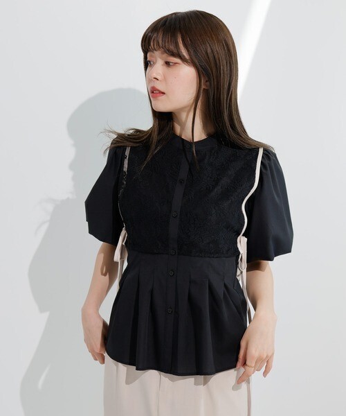 LADYMADE レースベストレイヤードブラウス
