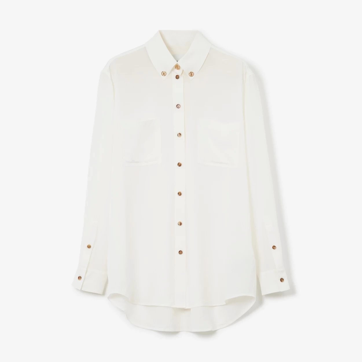 BURBERRY モノグラムモチーフ シルク オーバーサイズシャツ