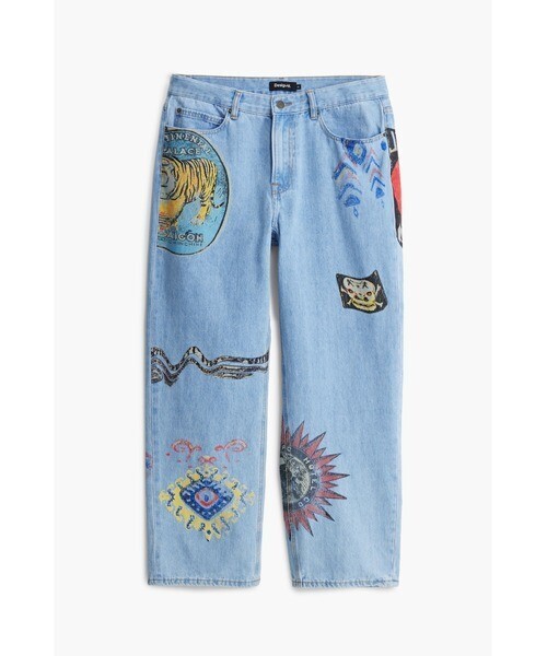 Desigual タトゥーアート ワイドデニム