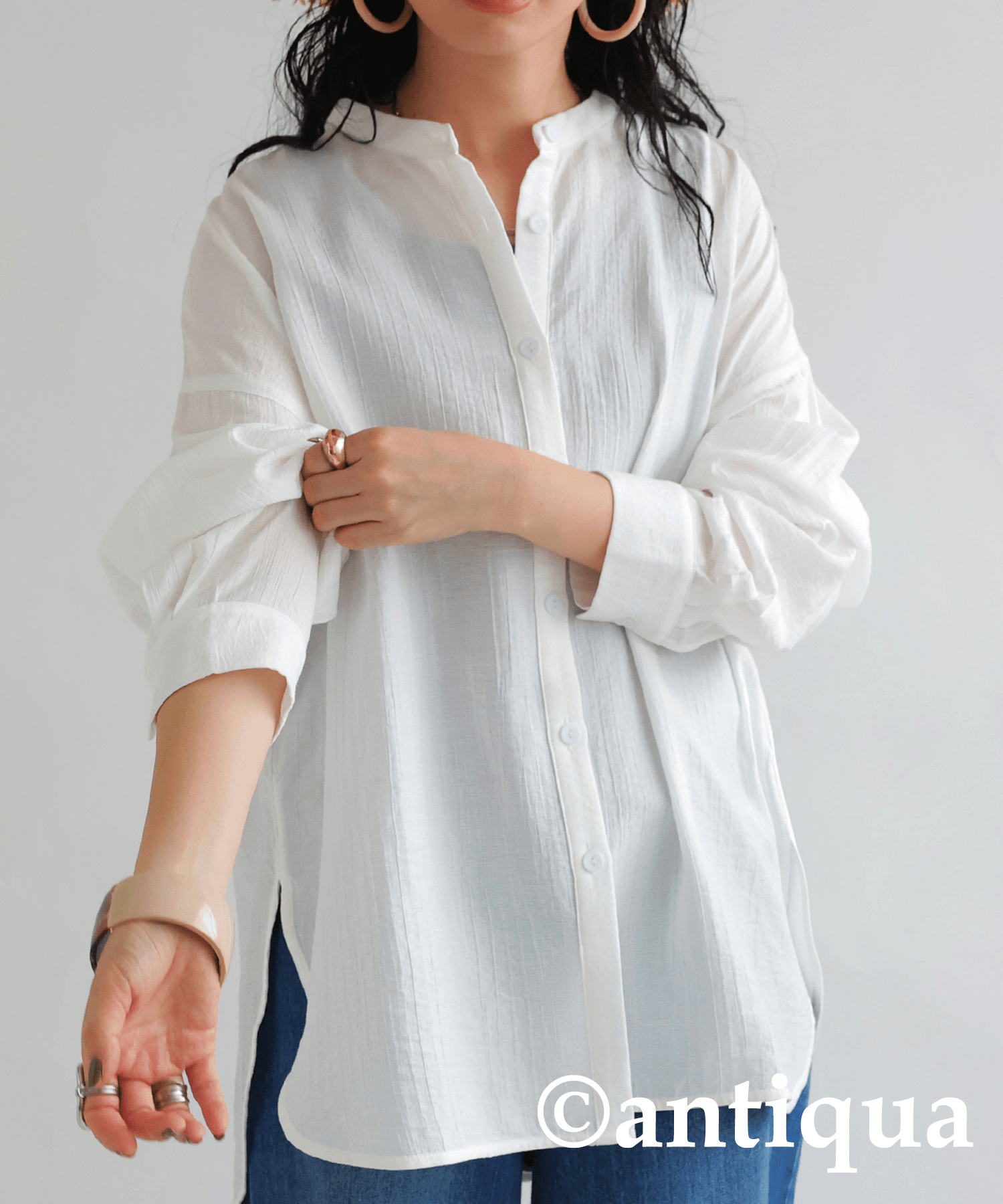 antiqua スタンドカラーシャツ シャツ レディース トップス・pk-00906