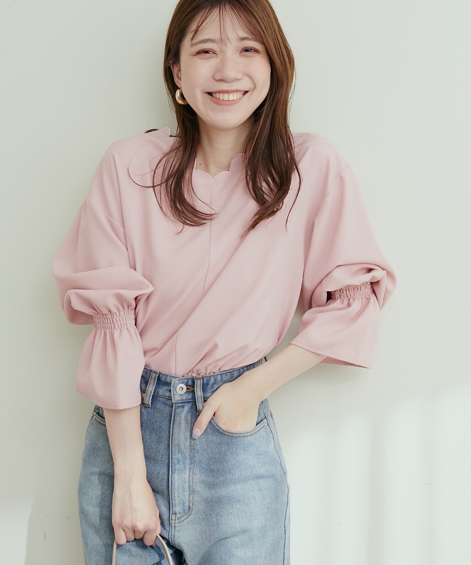 natural couture 2WAYスカラップブラウス