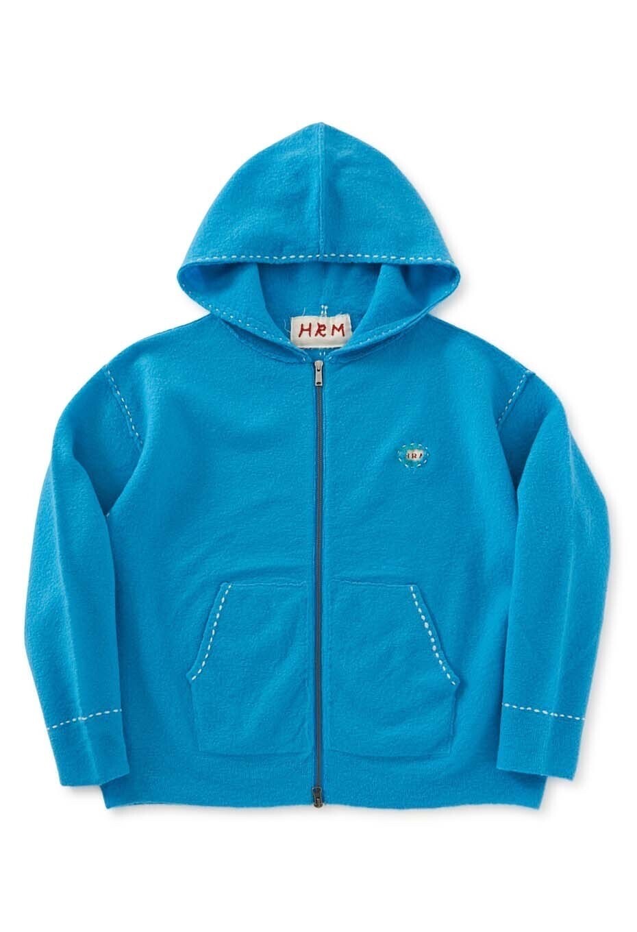 HOLLYWOOD RANCH MARKET Sweat à capuche zippé point main en laine mérinos bouillie