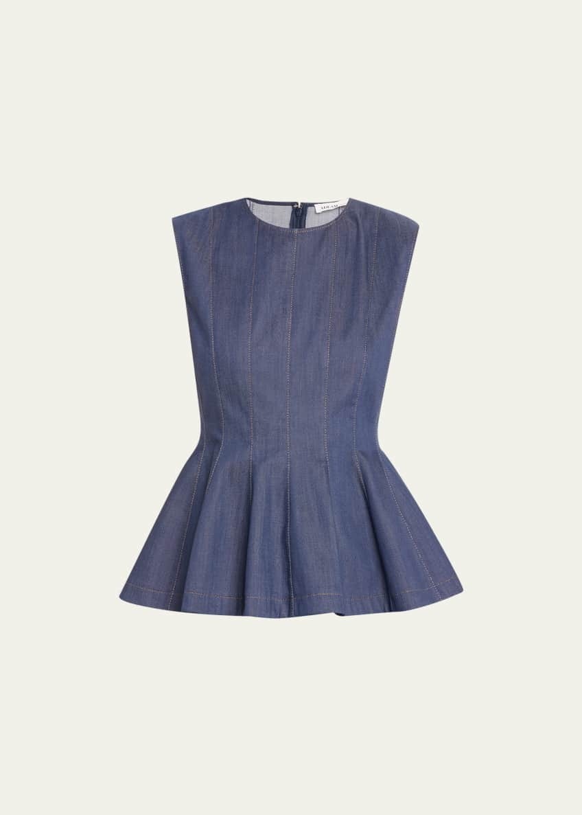 ADEAM Ella Denim Peplum Top