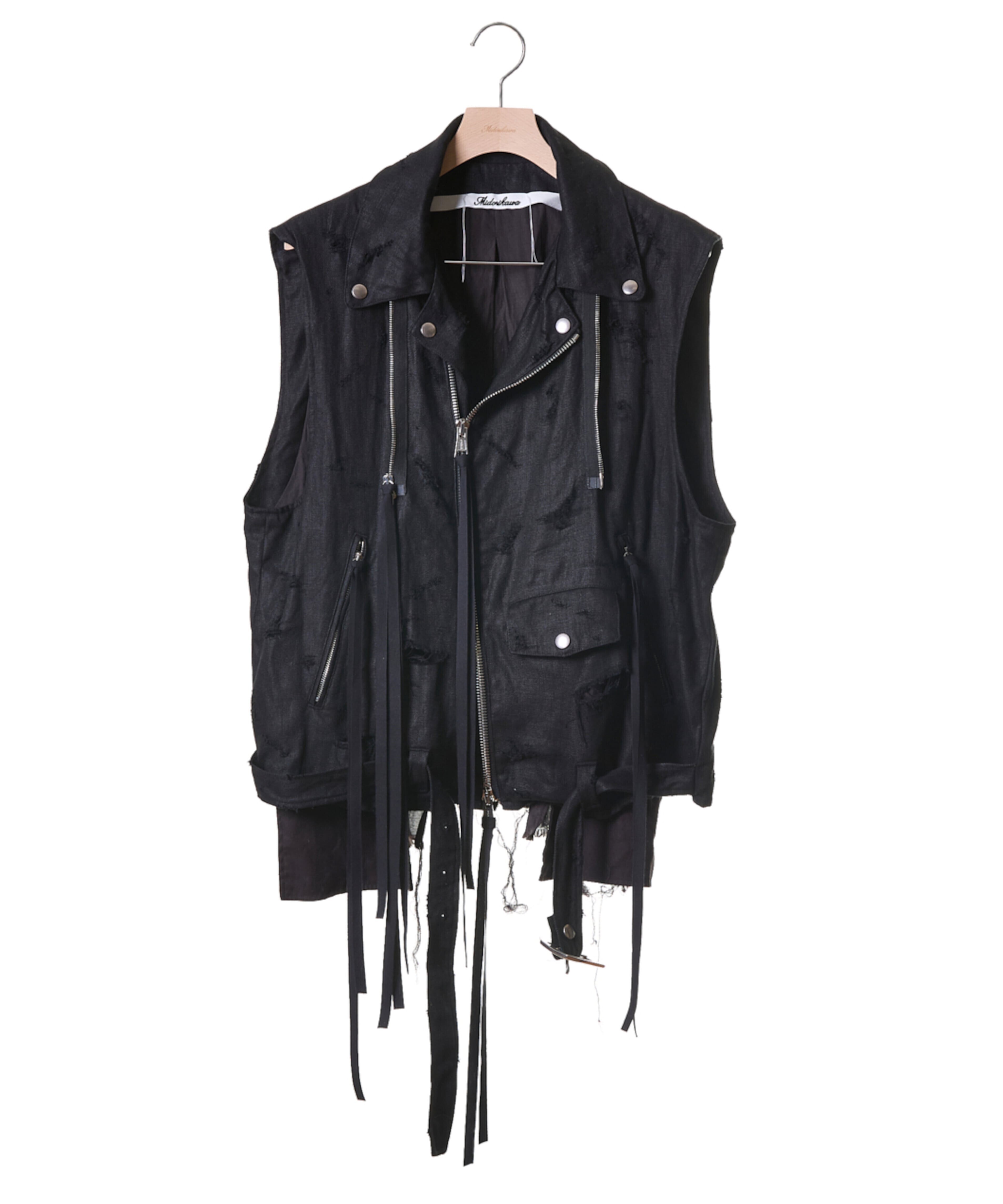 Midorikawa LINEN DOCKING RIDERS JACKET (BLACK)