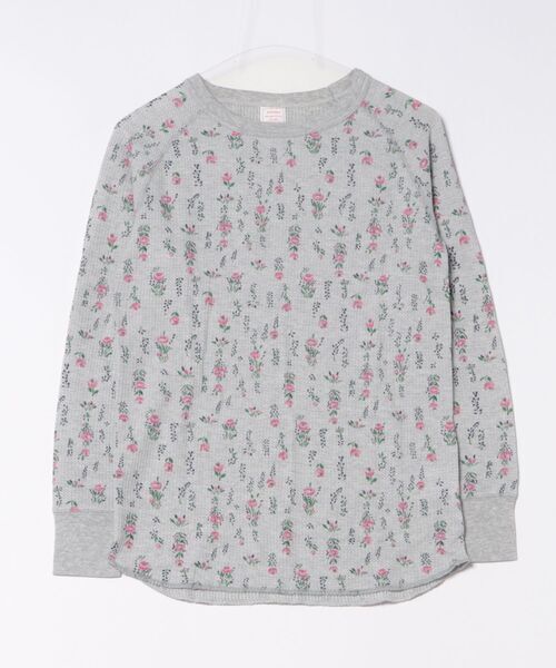 JEMORGAN 小花柄 ワッフル 長袖 Tシャツ