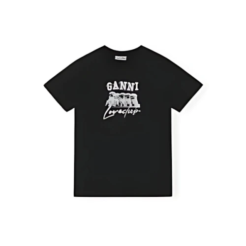 GANNI THIN JERSEY PUPPY LOVE RELAXED T-SHIRT