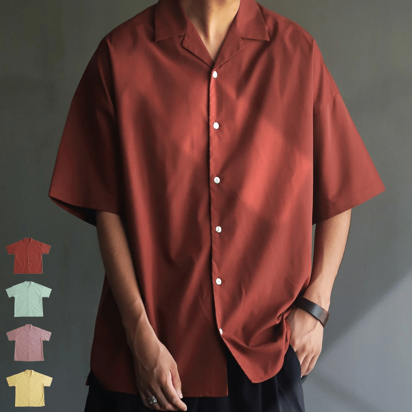 antiqua 開襟シャツ シャツ メンズ トップス 半袖 オープンカラー・bsu-0034m