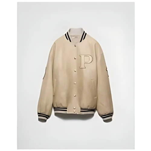 PRADA パッチ付 レザー ボンバージャケット