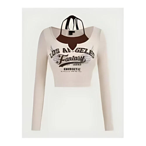 SHEIN SHEIN MOD 文字グラフィック ホルターネック 2 In 1 Tシャツ