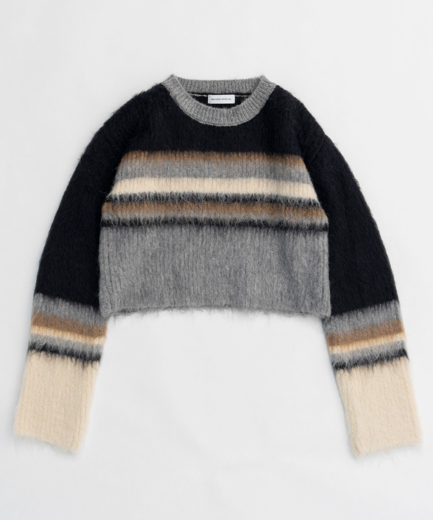 MAISON SPECIAL Multi Border Short Length Knit Tops