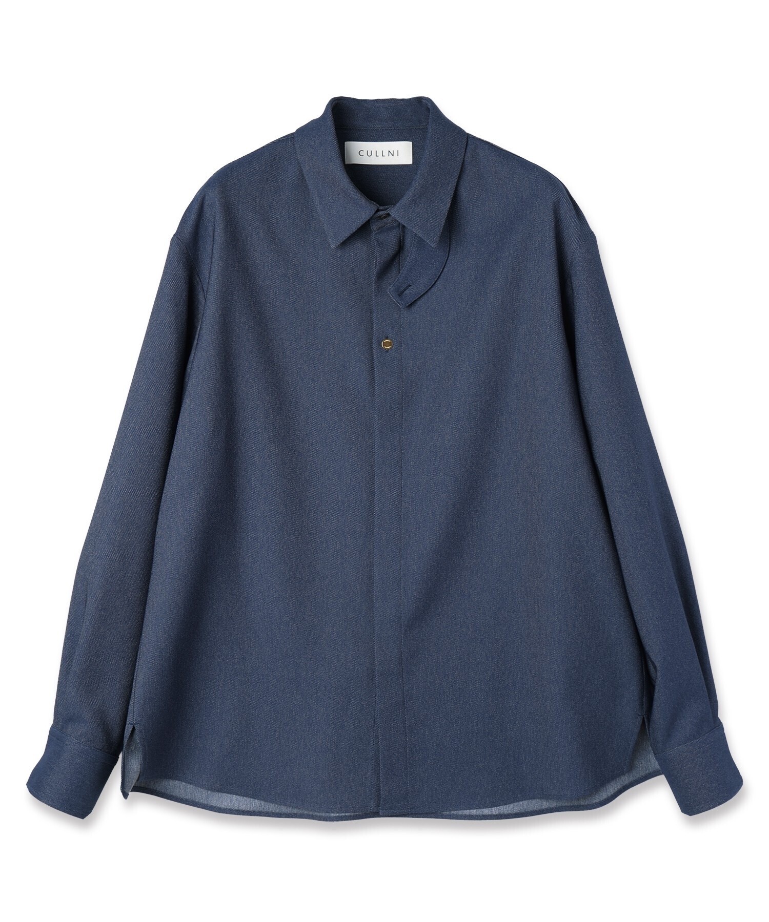 CULLNI Faux Denim Front Fly Chin Tab Shirt