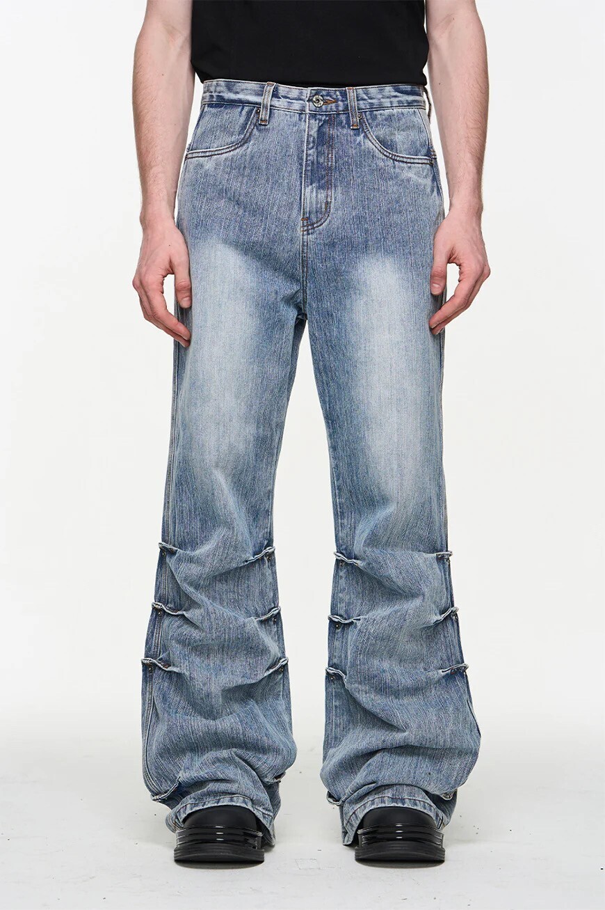 BLINDNOPLAN Washed Pinch Pleated Jeans