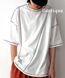 antiqua 配色ステッチTシャツ Tシャツ メンズ 半袖 綿100・za-00100
