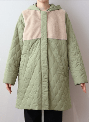 MB mint breeze ファー切替中綿キルトコート