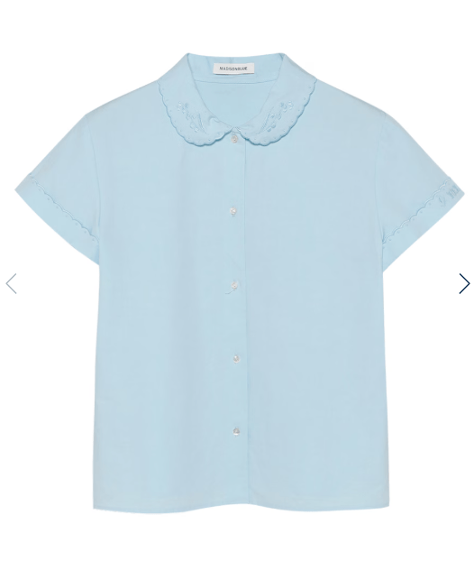 MADISONBLUE ROUND COLLAR H/S SH EMBROIDERY C/LI