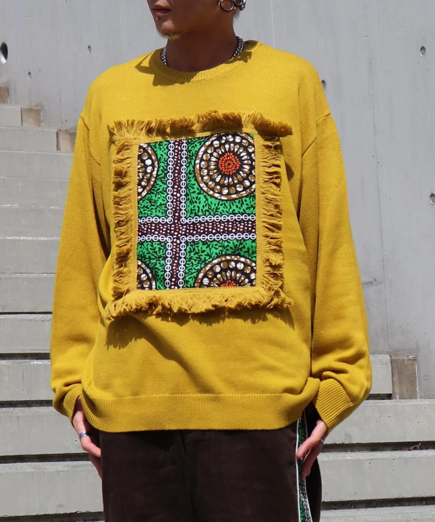 moyan AFRICA AFRICA FRINGE FRAME KNIT PULLOVER