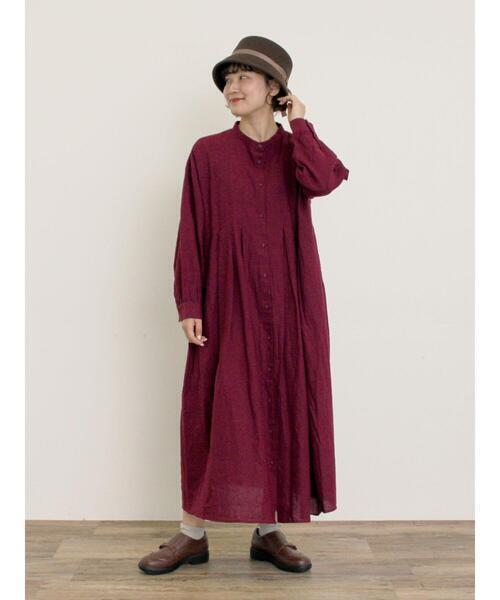 Samansa Mos2 【Cross×Linen】タックワンピース