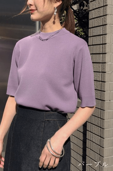 &g’aime Milan rib half sleeve knit(986-68010)