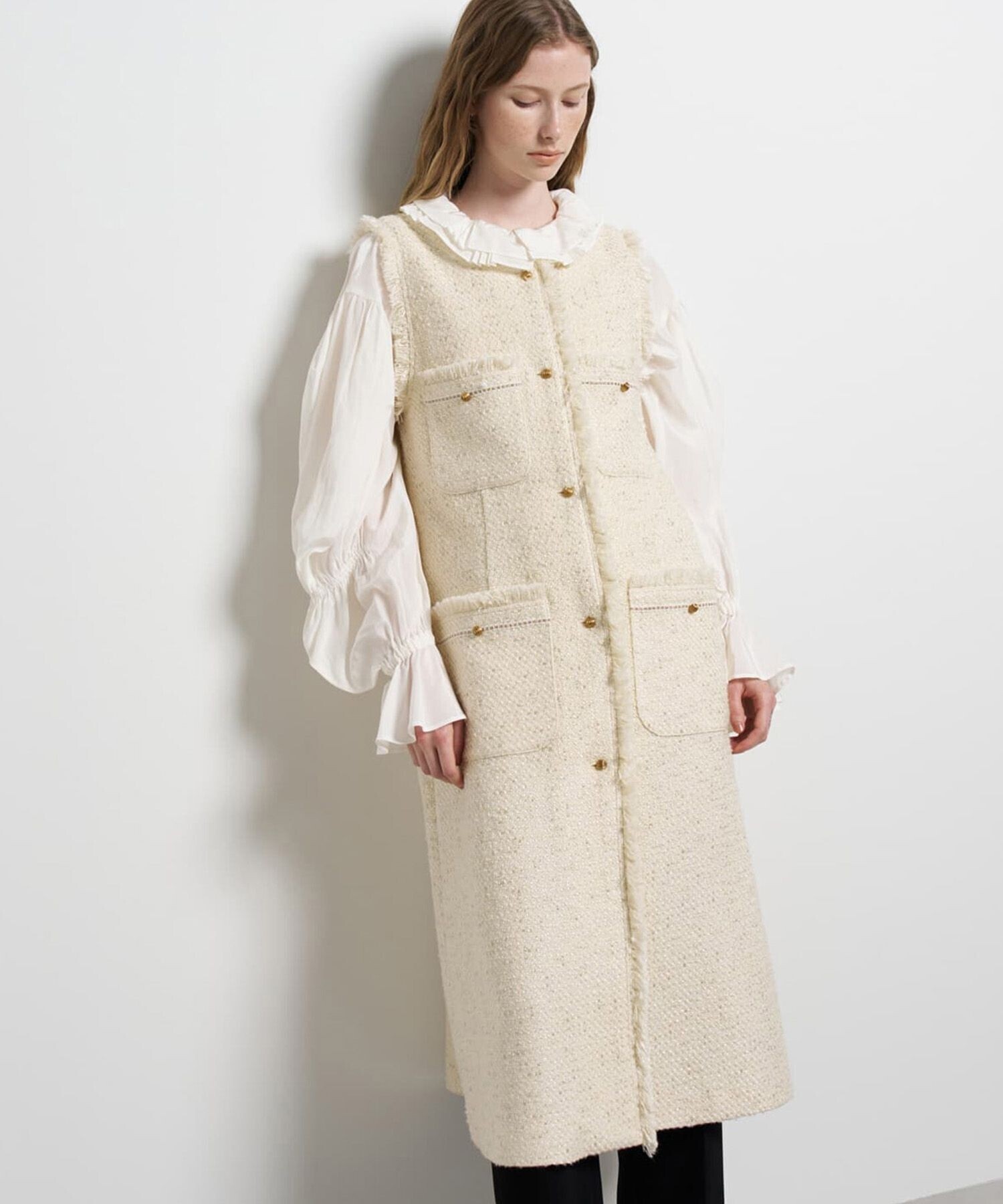LANVIN en Bleu ツイードジレワンピース