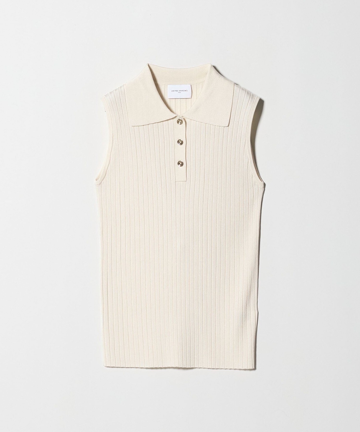 UNITED ARROWS ワイドリブ ノースリーブ ニット -ウォッシャブル-