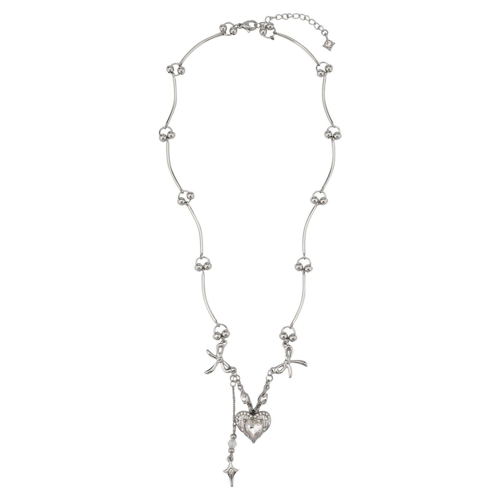 OHTNYC HEART & BOW NECKLACE / SILVER