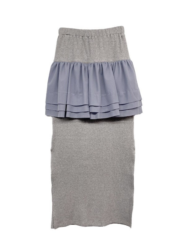 Honey mi Honey rib chiffon frill tight skirt