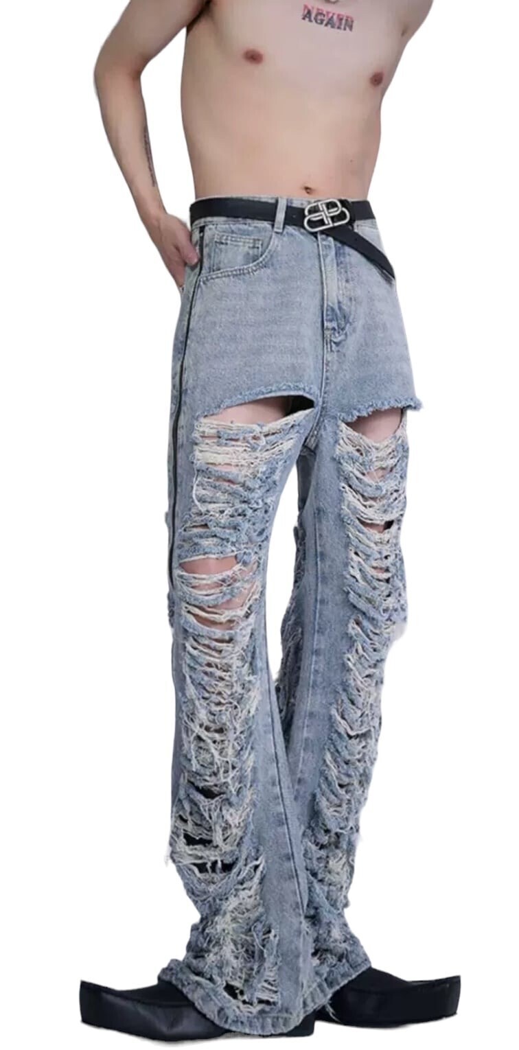 STARTEXCEEDEND Fekk destroy denim bottom