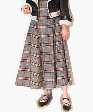 SNIDEL チェックスリットロングスカート