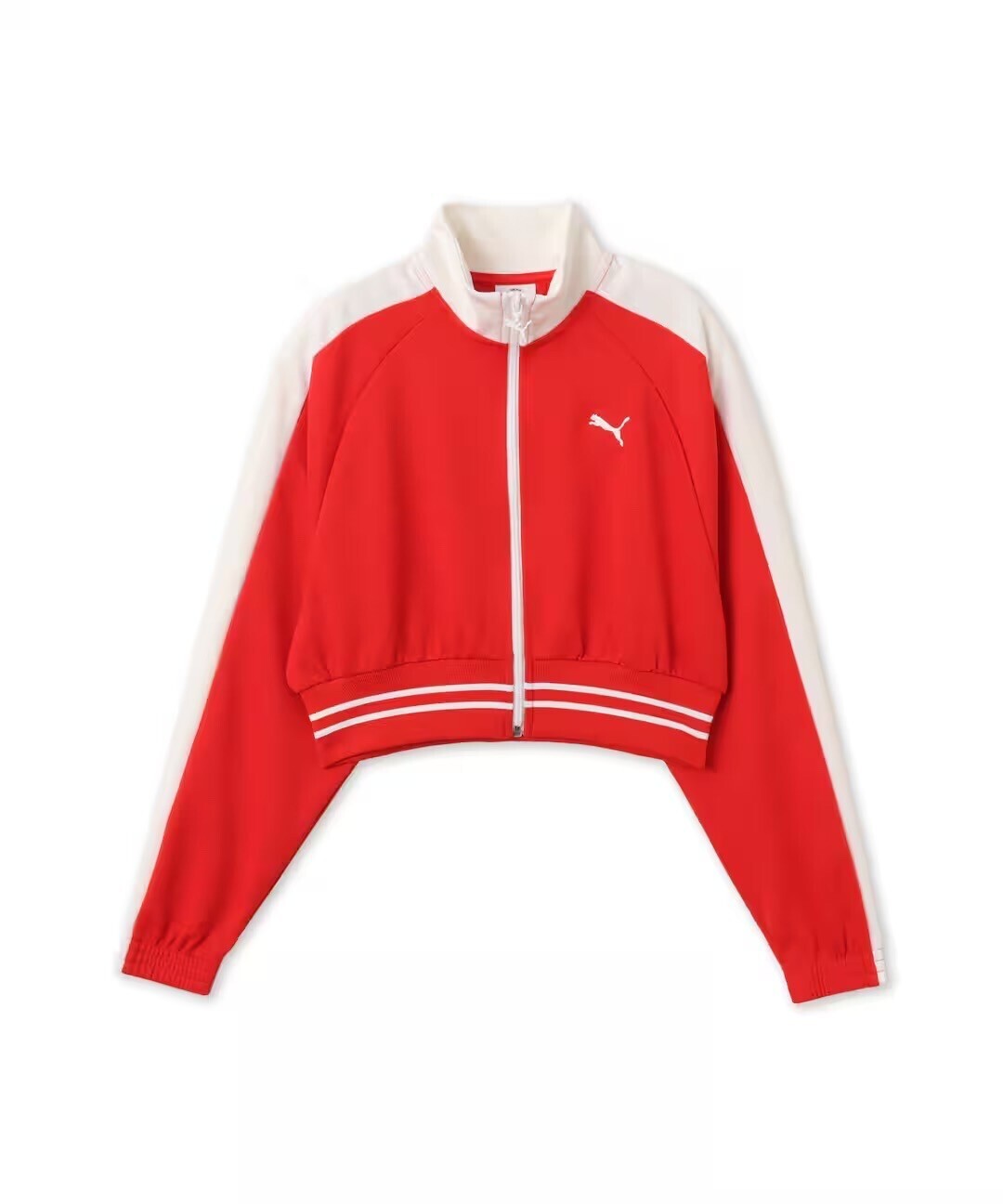 PUMA T7 PIQUE RELAXED CROPPED TRACK JACKET FOR ALL TIME RED