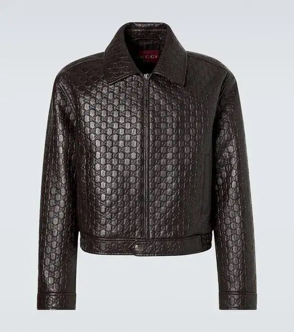 GUCCI gg debossed leather blouson jacket