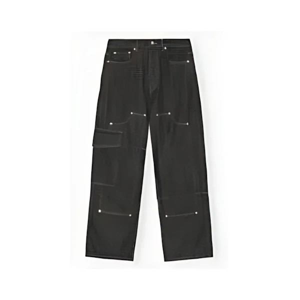 GANNI Black Fluffy Denim Carpenter Jeans