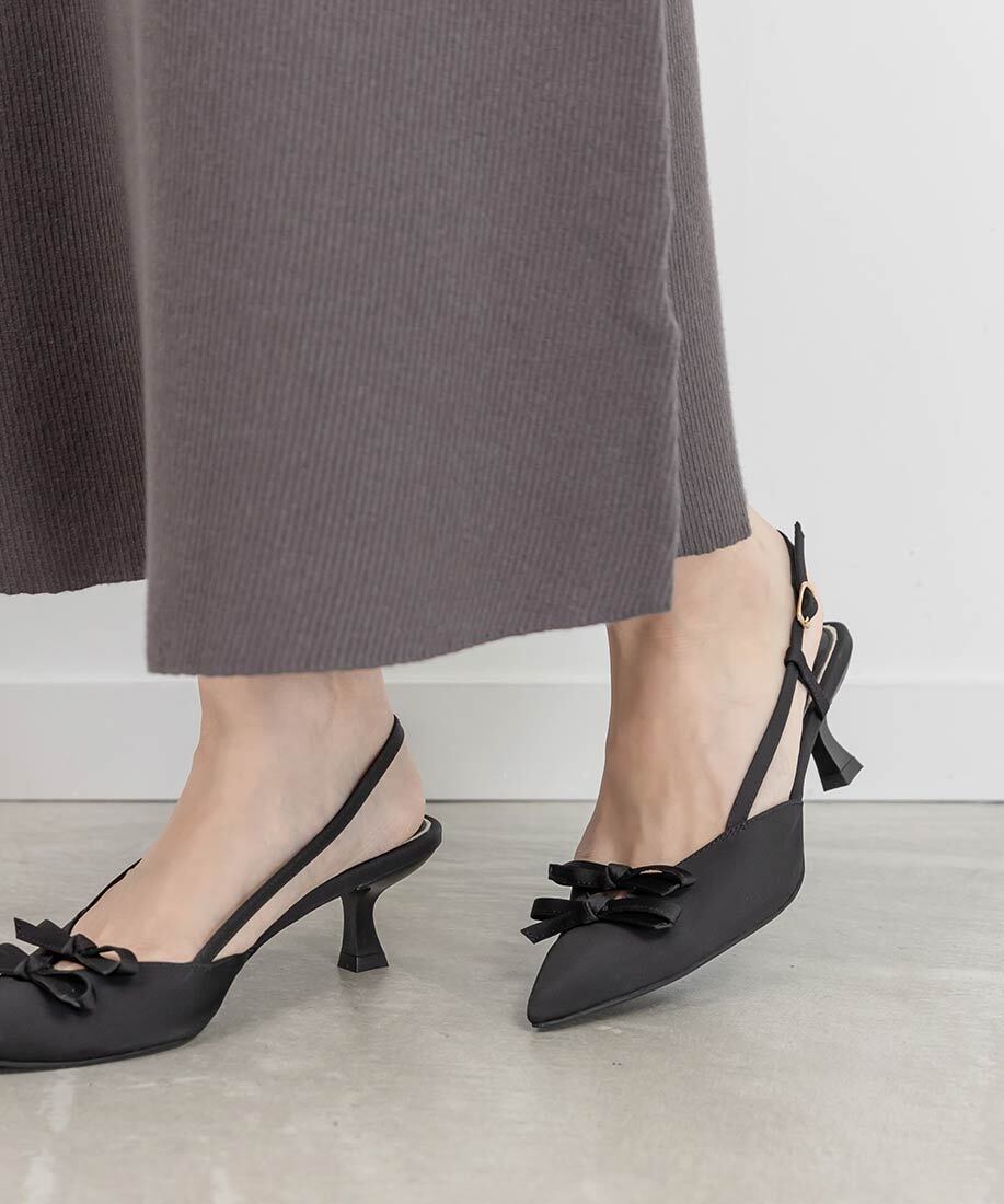 RANDA Double Ribbon Back Strap Pumps
