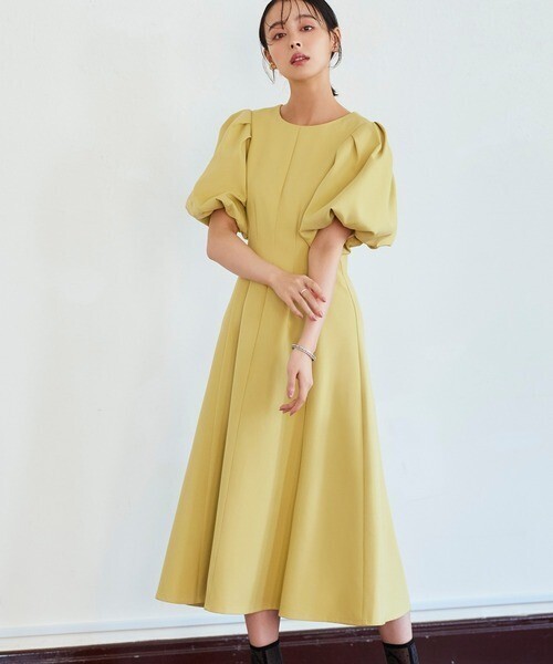 RUIRUE BOUTIQUE ボリュームスリーブ フレアワンピースドレス