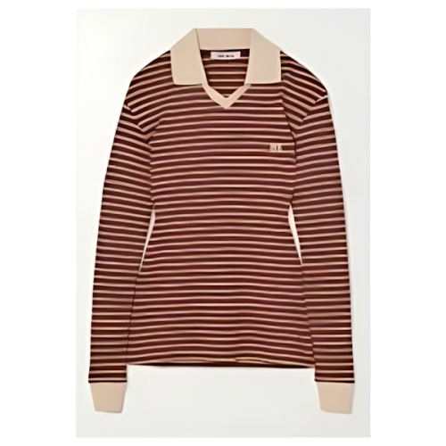 Wales Bonner Sonic striped ribbed stretch-knit polo top