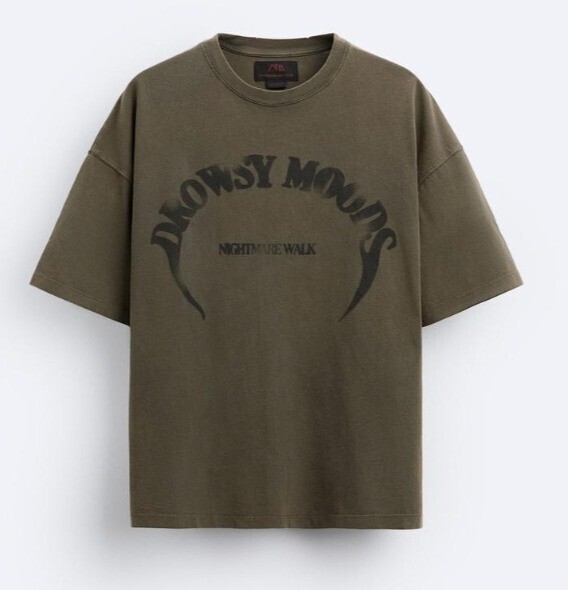 ZARA テキストウォッシュTシャツ