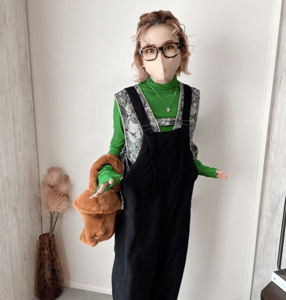 Chich&Sally corduroy 2way salopette【Black】