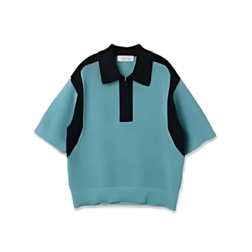 CULLNI Bi Color Mesh Knit ZIp Up Polo Shirt