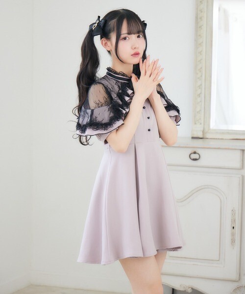 ROJITA ショルダーオーバーレースラッフルワンピース