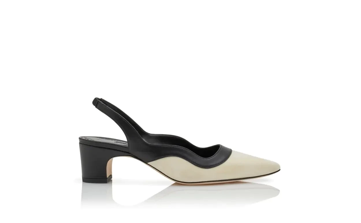 MANOLO BLAHNIK GOGALO　Suede Slingback Pumps
